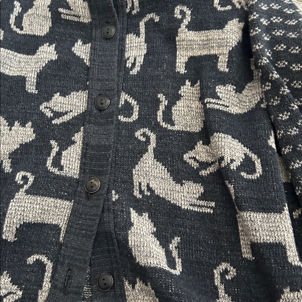 Green 3 Novelty Cats Knit Button Cardigan Sweater XXL novelty - Picture 3 of 5